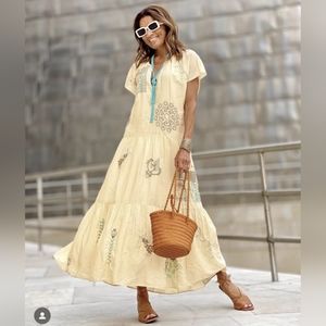ZARA LIMITED EDITION EMBROIDERED DRESS BEIGE Vanilla yellow NWT XS,S,M,L